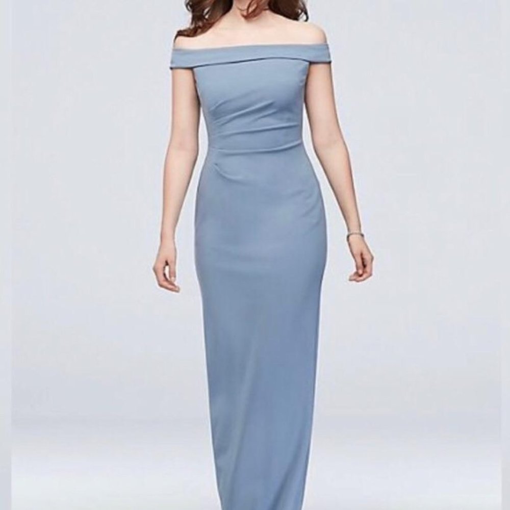 DB Studio Slate Blue Off Shoulder Dress